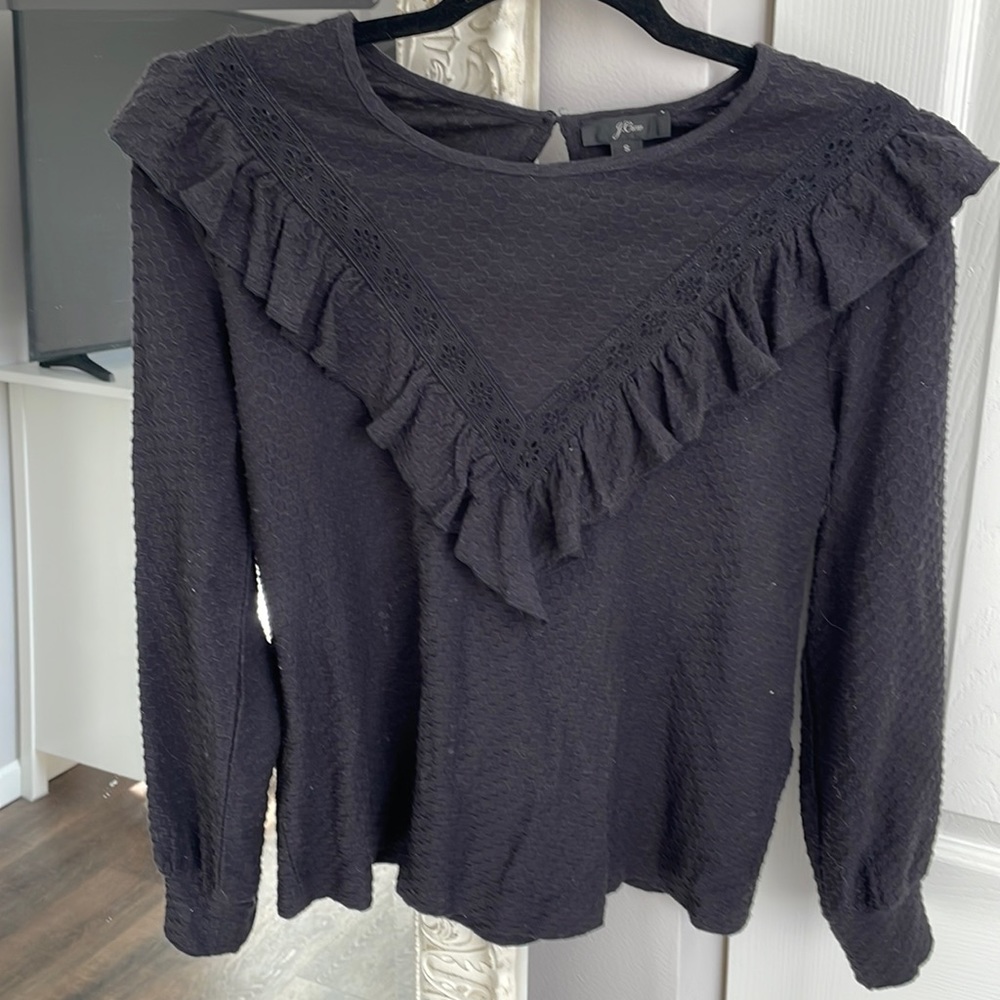 J Crew ruffle trim top